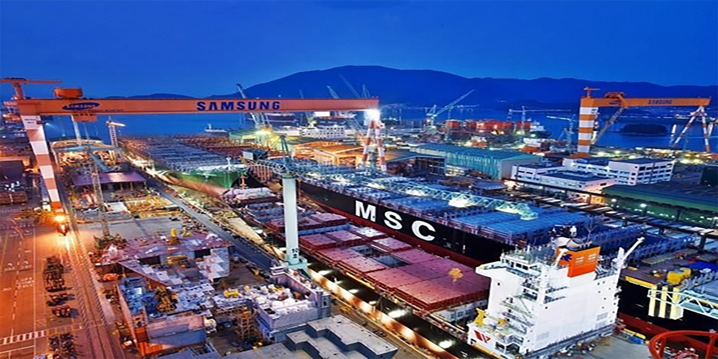 Xưởng đóng tàu của Samsung Heavy Industries ở Geoje, tỉnh Nam Gyeongsang